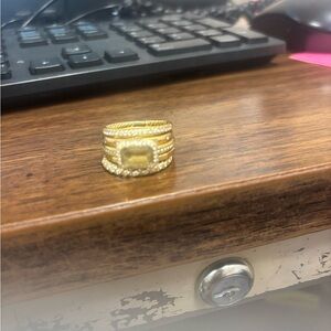 David Yurman Gold Ring with Yellow Stone